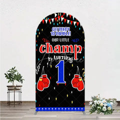 Aperturee - Aperturee Boxing 1st Birthday Arch Backdrop Little Champ Party Decoration Red Blue Glove Sport Background