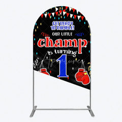 Aperturee - Aperturee Boxing 1st Birthday Arch Backdrop Little Champ Party Decoration Red Blue Glove Sport Background