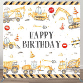 Aperturee - Aperturee Boy Grab Excavator Birthday Square Tension Backdrop