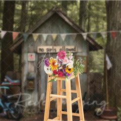 Aperturee - Aperturee Boys Forest Treehouse Fort Photography Backdrop Rustic Wooden Cabin Adventure Studio Background