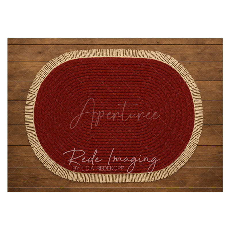 Aperturee - Aperturee Braided Marroon Carpet Rubber Floor Mat For Photo