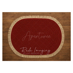 Aperturee - Aperturee Braided Marroon Carpet Rubber Floor Mat For Photo