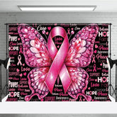 Aperturee - Aperturee Breast Cancer Awareness Pink Ribbon Backdrop Butterfly with Hope and Faith Support and Survivor Event Decor