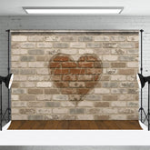 Aperturee - Aperturee Brick Heart Retro Wall Sweet Wood Wedding Backdrop