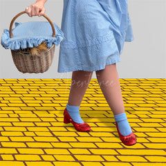 Aperturee - Aperturee Brick Road Runner Retro Wall Floor Fabric Backdrop