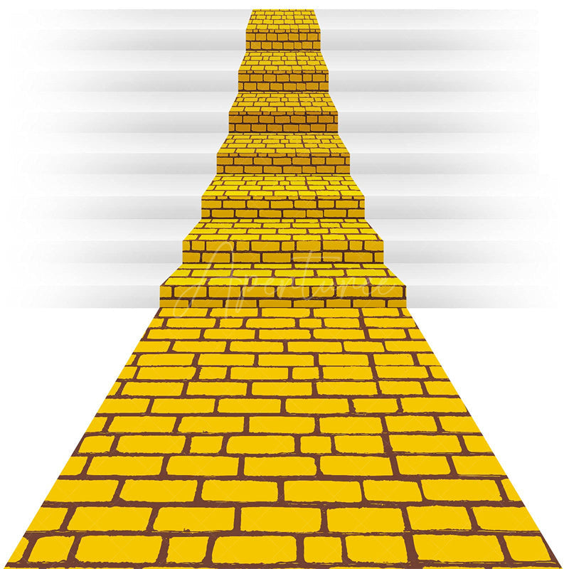 Aperturee - Aperturee Brick Road Runner Retro Wall Floor Fabric Backdrop
