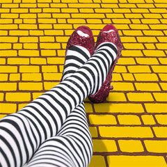 Aperturee - Aperturee Brick Road Runner Retro Wall Floor Fabric Backdrop