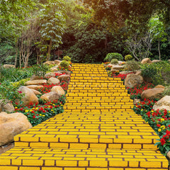 Aperturee - Aperturee Brick Road Runner Retro Wall Floor Fabric Backdrop