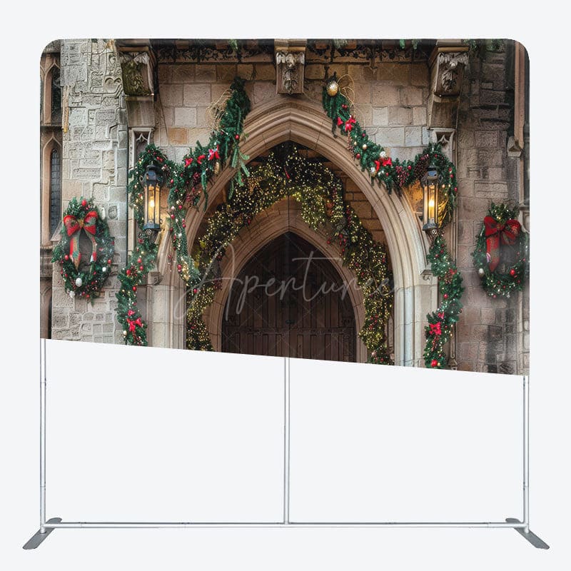 Aperturee - Aperturee Brick Wall Door Leaf Christmas Pillow Cover Backdrop