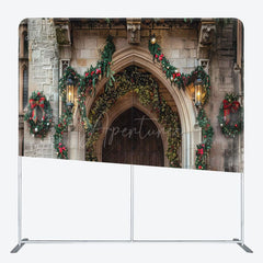 Aperturee - Aperturee Brick Wall Door Leaf Christmas Pillow Cover Backdrop