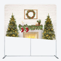 Aperturee - Aperturee Brick Wall Fireplace Tree Christmas Square Backdrop