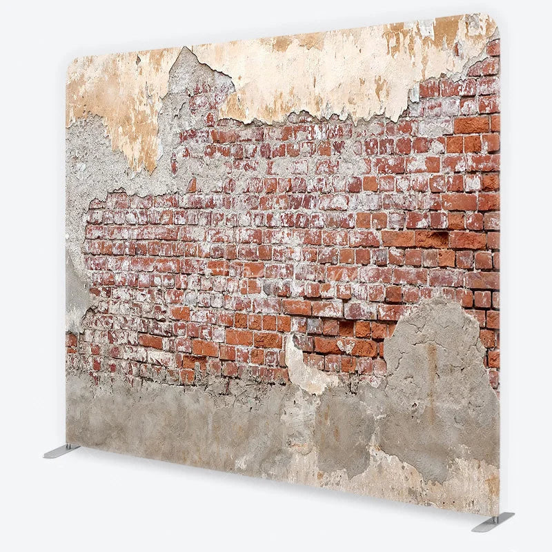Aperturee - Aperturee Brick Wall Tension Fabric Backdrop Industrial Old Red Brick Photography Background