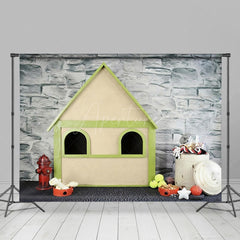 Aperturee - Aperturee Bricks Wall Outdoor Pet Cabin Snacks Photo Backdrop