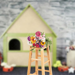 Aperturee - Aperturee Bricks Wall Outdoor Pet Cabin Snacks Photo Backdrop