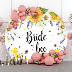 Aperturee - Aperturee Bride to Bee Floral Round Backdrop with Sunflowers and Daisies Yellow White Bridal Shower Party Decor