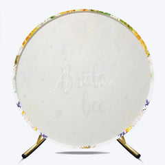 Aperturee - Aperturee Bride to Bee Floral Round Backdrop with Sunflowers and Daisies Yellow White Bridal Shower Party Decor