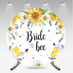 Aperturee - Aperturee Bride to Bee Floral Round Backdrop with Sunflowers and Daisies Yellow White Bridal Shower Party Decor