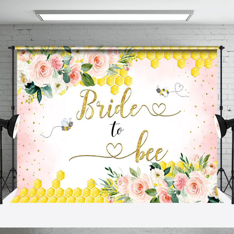 Aperturee - Aperturee Bride To Bee Honeycomb Floral Bridal Shower Backdrop