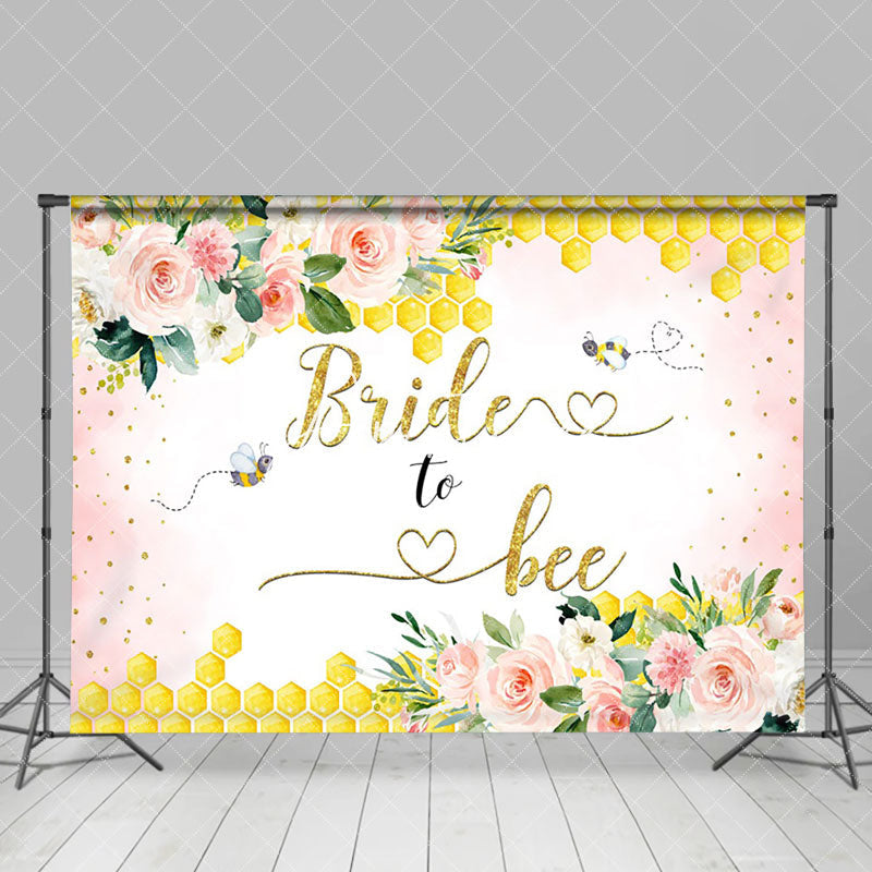 Aperturee - Aperturee Bride To Bee Honeycomb Floral Bridal Shower Backdrop