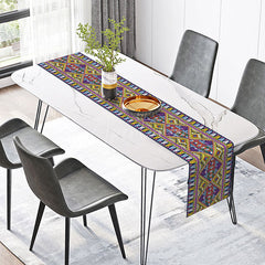 Aperturee - Aperturee Bright Aztec Table Runner with Faux Knitted Tribal Pattern for Colorful Southwest Dining Room Decor