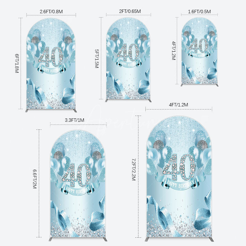 Aperturee - Aperturee Bright Blue Glitter Balloon Birthday Arch Backdrop