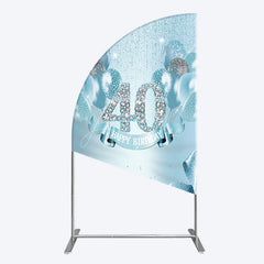 Aperturee - Aperturee Bright Blue Glitter Balloon Birthday Half Moon Arch Backdrop