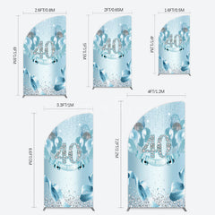 Aperturee - Aperturee Bright Blue Glitter Balloon Birthday Half Moon Arch Backdrop