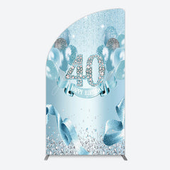 Aperturee - Aperturee Bright Blue Glitter Balloon Birthday Half Moon Arch Backdrop