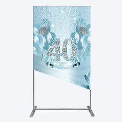 Aperturee - Aperturee Bright Blue Glitter Balloon Birthday Rectangle Backdrop