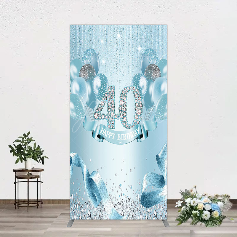 Aperturee - Aperturee Bright Blue Glitter Balloon Birthday Rectangle Backdrop