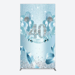 Aperturee - Aperturee Bright Blue Glitter Balloon Birthday Rectangle Backdrop