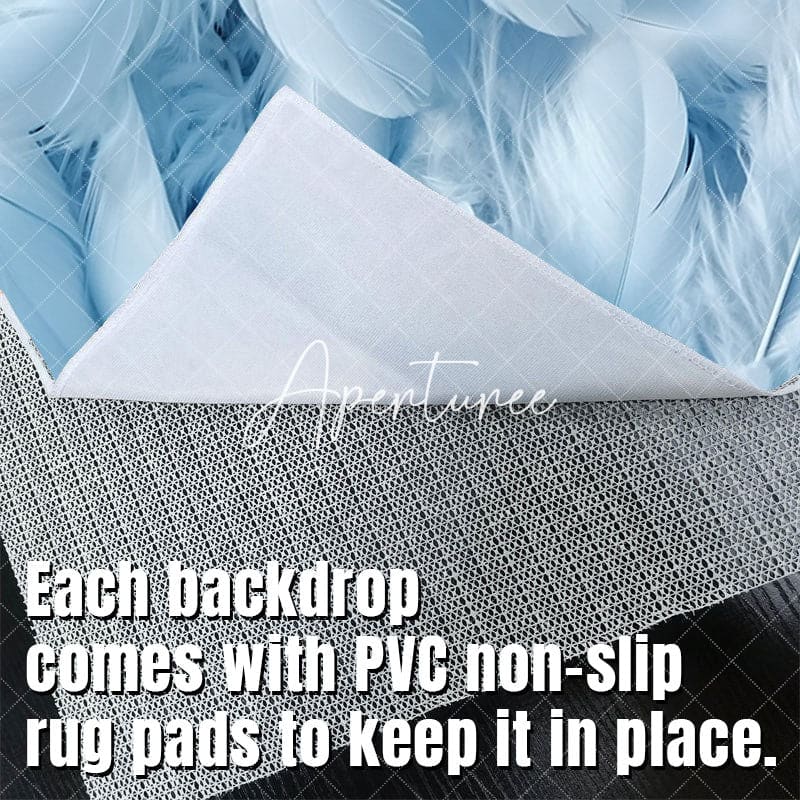 Aperturee - Aperturee Bright Blue White Soft Feathers Fabric Floor Backdrop