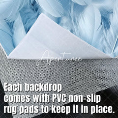 Aperturee - Aperturee Bright Blue White Soft Feathers Fabric Floor Backdrop