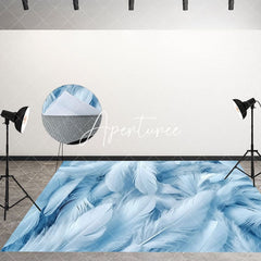 Aperturee - Aperturee Bright Blue White Soft Feathers Fabric Floor Backdrop