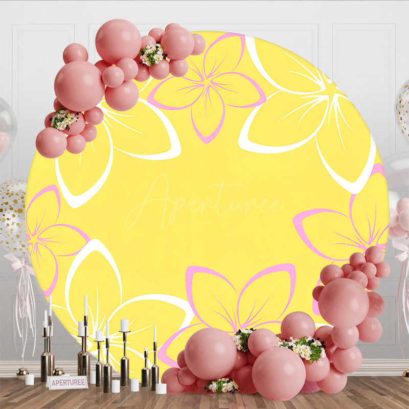 Aperturee - Aperturee Bright Color Floral Hawaii Summer Round Backdrop