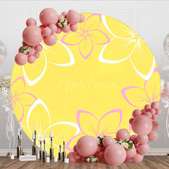 Aperturee - Aperturee Bright Color Floral Hawaii Summer Round Backdrop