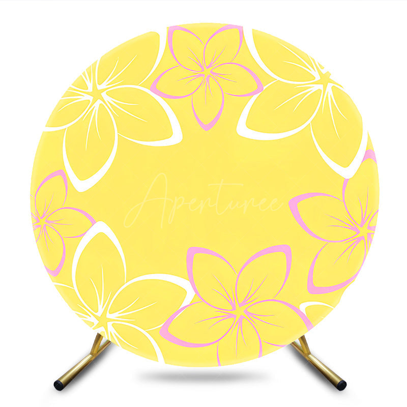 Aperturee - Aperturee Bright Color Floral Hawaii Summer Round Backdrop