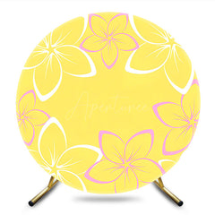 Aperturee - Aperturee Bright Color Floral Hawaii Summer Round Backdrop