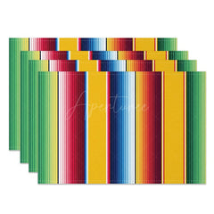 Aperturee - Aperturee Bright Color Mexican Carnival Set of 4 Placemats