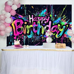 Aperturee - Aperturee Bright Color Pop Style Graffiti Birthday Backdrop