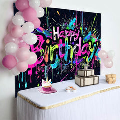 Aperturee - Aperturee Bright Color Pop Style Graffiti Birthday Backdrop