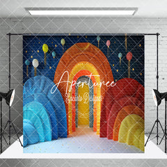 Aperturee - Aperturee Bright Colorful Arch Balloons Room Set Backdrop