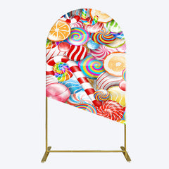 Aperturee - Aperturee Bright Colorful Candyland Birthday Arch Backdrop