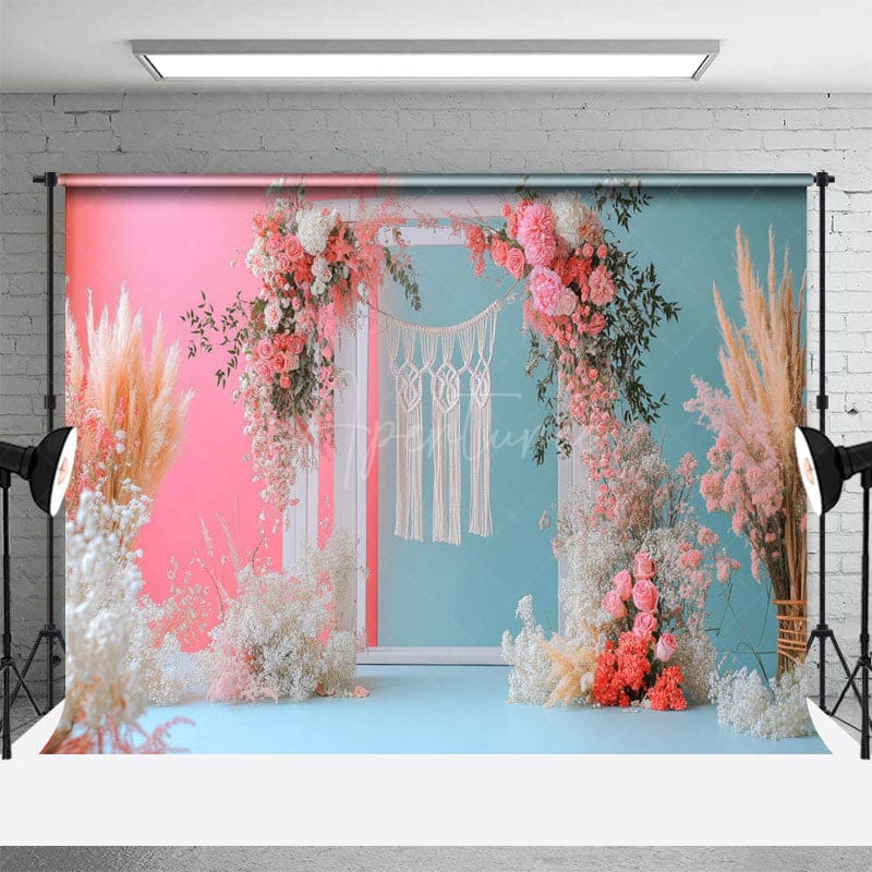 Aperturee - Aperturee Bright Floral Garden Arch Door Boho Wedding Backdrop