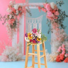 Aperturee - Aperturee Bright Floral Garden Arch Door Boho Wedding Backdrop