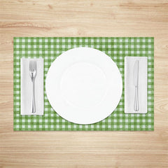 Aperturee - Aperturee Bright Green White Plaid Dining Set of 4 Placemats