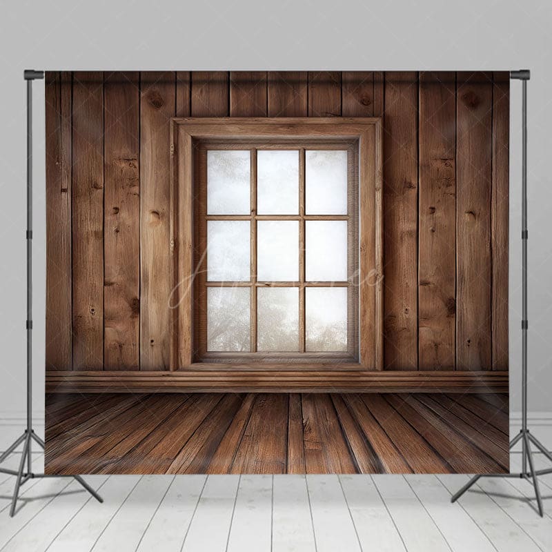 Aperturee - Aperturee Bright Retro Wooden Cabin Window Photography Backdrop