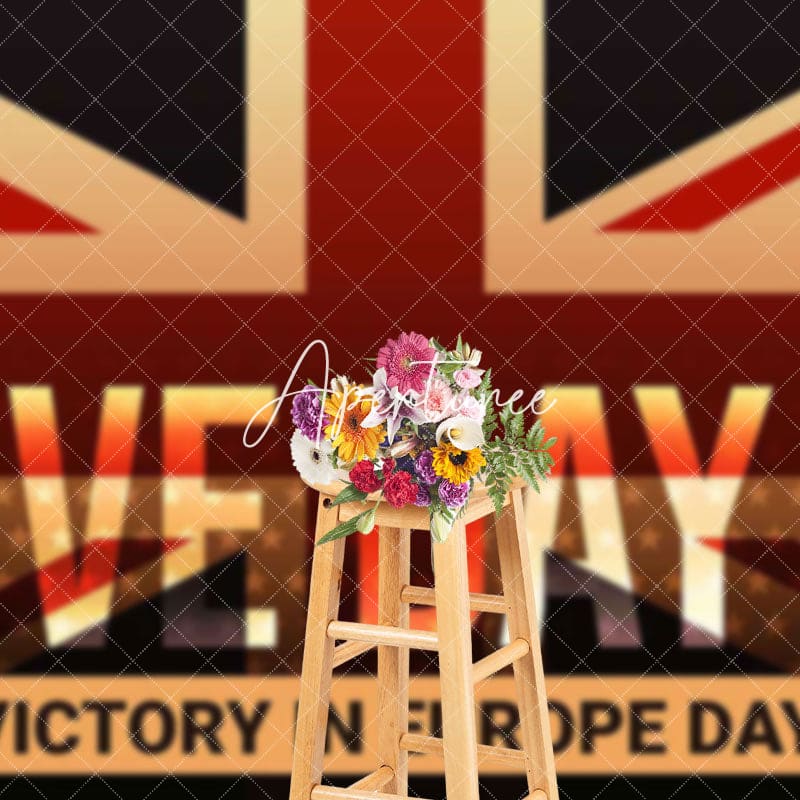 Aperturee - Aperturee British Flag Happy Victory In Europe Day Backdrop