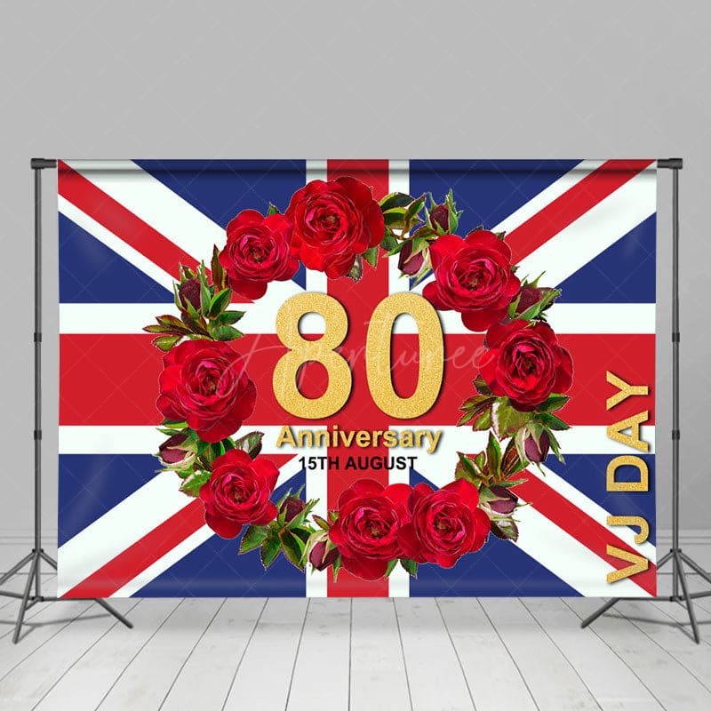 Aperturee - Aperturee British Flag Wreath VJ Day 80th Anniversary Backdrop