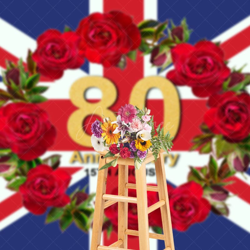 Aperturee - Aperturee British Flag Wreath VJ Day 80th Anniversary Backdrop